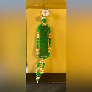 Green and Gold Beaded Pendant Necklace